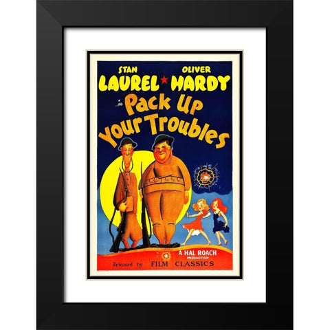 Laurel and Hardy - Pack Up Your Troubles, 1932 Black Modern Wood Framed Art Print with Double Matting by Hollywood Photo Archive