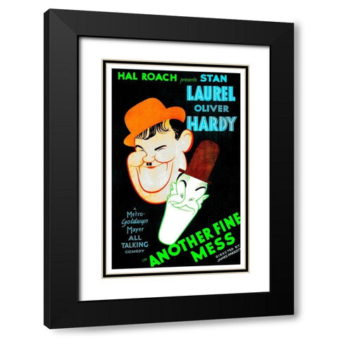 Laurel and Hardy - Another Fine Mess with Laurel and Hardy Black Modern Wood Framed Art Print with Double Matting by Hollywood Photo Archive