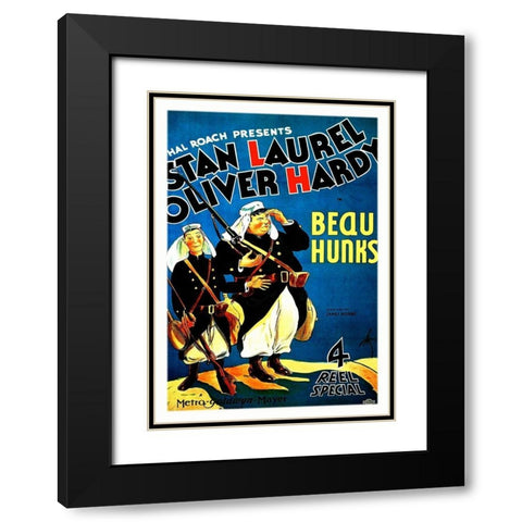 Laurel and Hardy - Beau Hunks, 1931 Black Modern Wood Framed Art Print with Double Matting by Hollywood Photo Archive