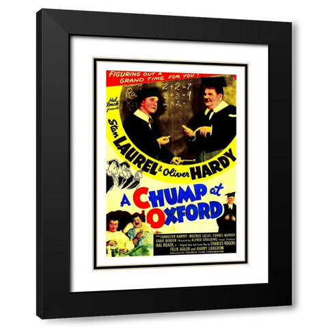 Laurel and Hardy - Chump at Oxford, 1940 Black Modern Wood Framed Art Print with Double Matting by Hollywood Photo Archive