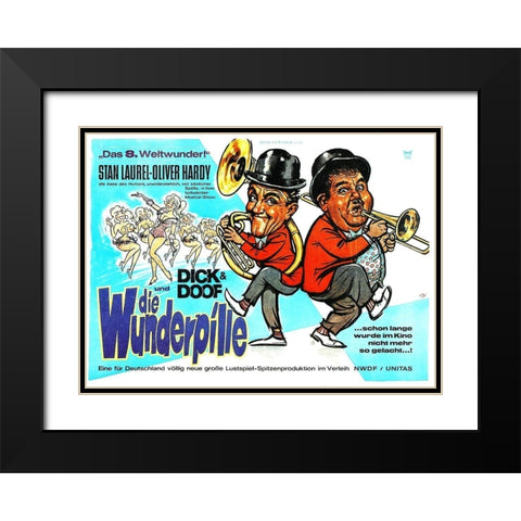 Laurel and Hardy - German - Hollywood Party, 1934 Black Modern Wood Framed Art Print with Double Matting by Hollywood Photo Archive