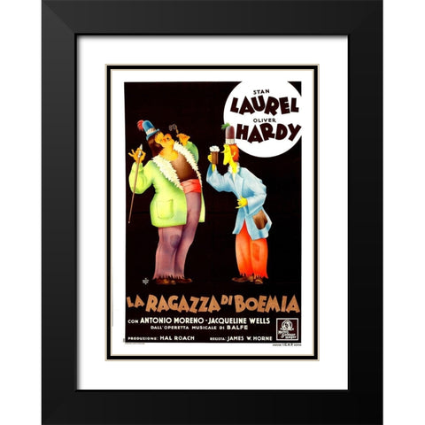 Laurel and Hardy - Italian - The Bohemian Girl Black Modern Wood Framed Art Print with Double Matting by Hollywood Photo Archive