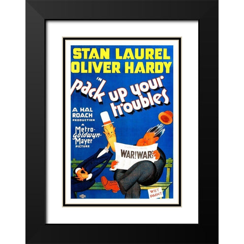 Laurel and Hardy - Pack Up Your Troubles with Laurel and Hardy, 1932 Black Modern Wood Framed Art Print with Double Matting by Hollywood Photo Archive