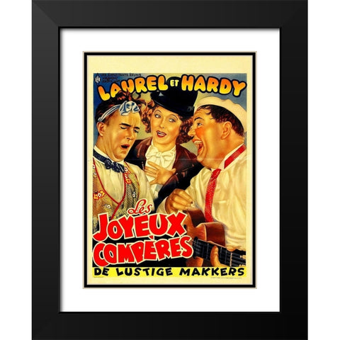 Laurel and Hardy - French - Les Joyeux Comperes Black Modern Wood Framed Art Print with Double Matting by Hollywood Photo Archive