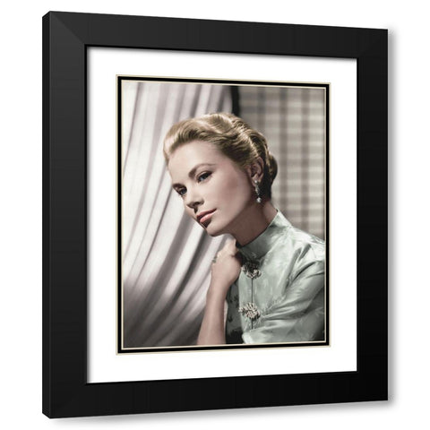 Grace Kelly Black Modern Wood Framed Art Print with Double Matting by Hollywood Photo Archive