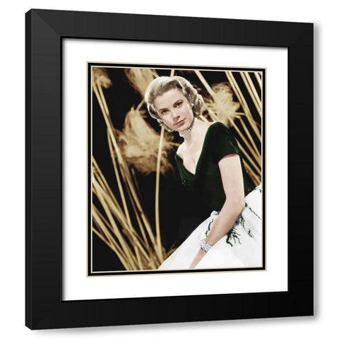 Grace Kelly Black Modern Wood Framed Art Print with Double Matting by Hollywood Photo Archive