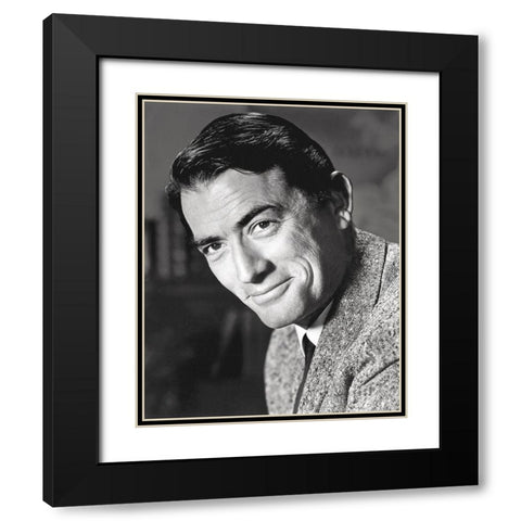 Gregory Peck Black Modern Wood Framed Art Print with Double Matting by Hollywood Photo Archive