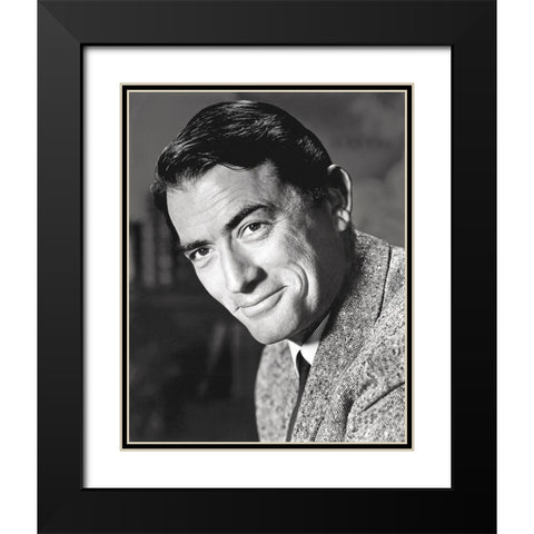 Gregory Peck Black Modern Wood Framed Art Print with Double Matting by Hollywood Photo Archive
