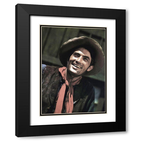 Gregory Peck Black Modern Wood Framed Art Print with Double Matting by Hollywood Photo Archive