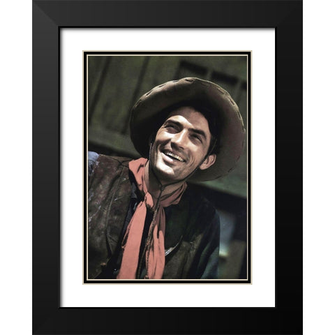 Gregory Peck Black Modern Wood Framed Art Print with Double Matting by Hollywood Photo Archive
