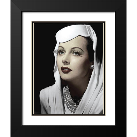 Hedy Lamarr Black Modern Wood Framed Art Print with Double Matting by Hollywood Photo Archive
