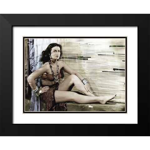 Hedy Lamarr Black Modern Wood Framed Art Print with Double Matting by Hollywood Photo Archive