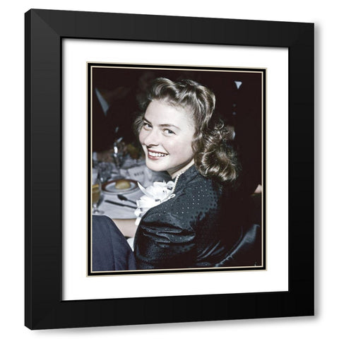 Ingrid Bergman Black Modern Wood Framed Art Print with Double Matting by Hollywood Photo Archive