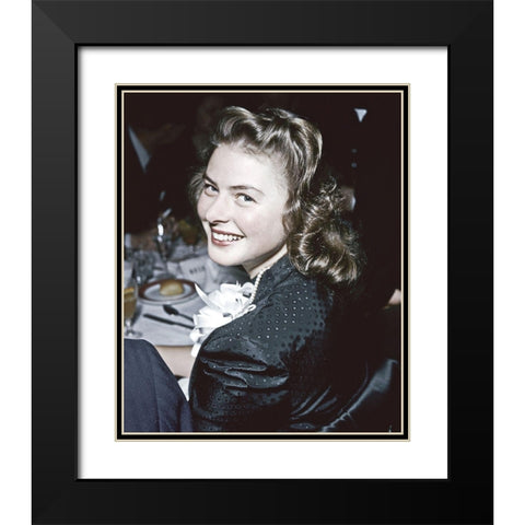 Ingrid Bergman Black Modern Wood Framed Art Print with Double Matting by Hollywood Photo Archive