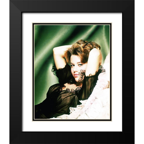 Jane Fonda Black Modern Wood Framed Art Print with Double Matting by Hollywood Photo Archive