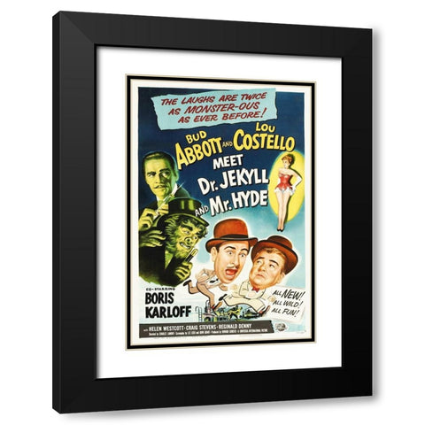 Abbott and Costello - Meet Dr-Jekyll And Mr-Hyde Black Modern Wood Framed Art Print with Double Matting by Hollywood Photo Archive