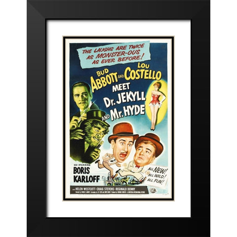 Abbott and Costello - Meet Dr-Jekyll And Mr-Hyde Black Modern Wood Framed Art Print with Double Matting by Hollywood Photo Archive