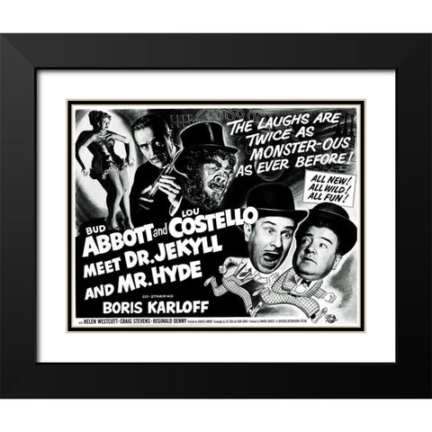 Abbott and Costello - Meet Dr. Jekyll And Mr. Hyde Black Modern Wood Framed Art Print with Double Matting by Hollywood Photo Archive