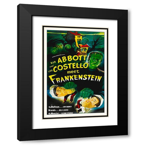 Abbott and Costello - Meet Frankenstein Black Modern Wood Framed Art Print with Double Matting by Hollywood Photo Archive
