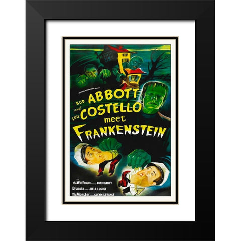 Abbott and Costello - Meet Frankenstein Black Modern Wood Framed Art Print with Double Matting by Hollywood Photo Archive