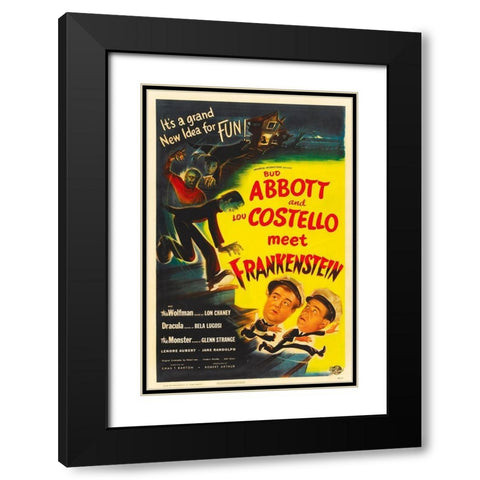 Abbott and Costello - Meet Frankenstein Black Modern Wood Framed Art Print with Double Matting by Hollywood Photo Archive