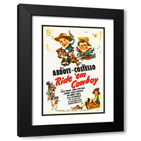 Abbott and Costello - Ride Em Cowboy Black Modern Wood Framed Art Print with Double Matting by Hollywood Photo Archive
