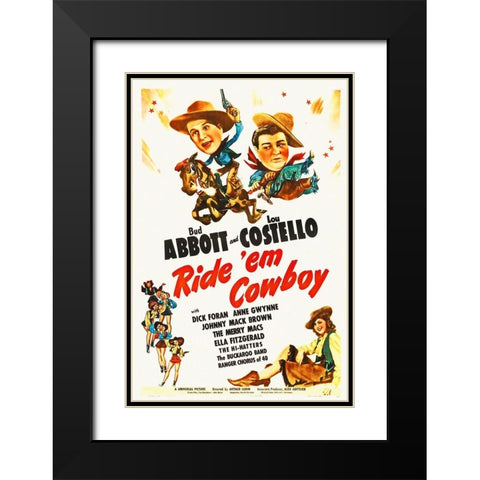 Abbott and Costello - Ride Em Cowboy Black Modern Wood Framed Art Print with Double Matting by Hollywood Photo Archive