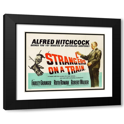 Strangers On A Train Black Modern Wood Framed Art Print with Double Matting by Hollywood Photo Archive