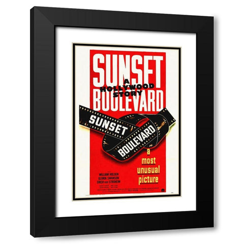 Sunset Blvd Poster Black Modern Wood Framed Art Print with Double Matting by Hollywood Photo Archive