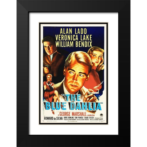 The Blue Dahlia Black Modern Wood Framed Art Print with Double Matting by Hollywood Photo Archive