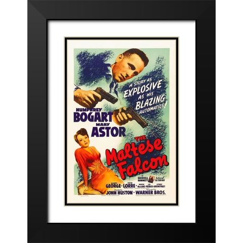 The Maltese Falcon Black Modern Wood Framed Art Print with Double Matting by Hollywood Photo Archive