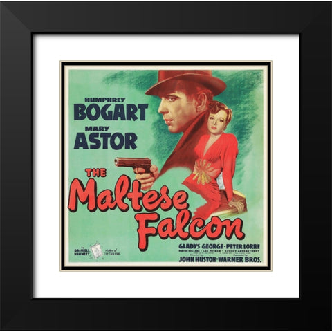 The Maltese Falcon Black Modern Wood Framed Art Print with Double Matting by Hollywood Photo Archive