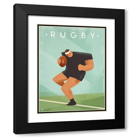 Rugby Black Modern Wood Framed Art Print with Double Matting by Wickstrom, Martin
