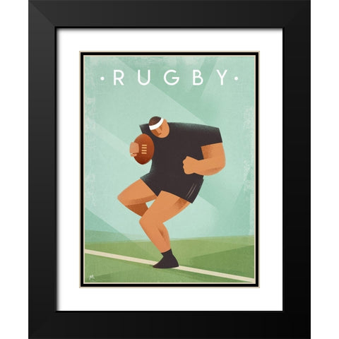 Rugby Black Modern Wood Framed Art Print with Double Matting by Wickstrom, Martin