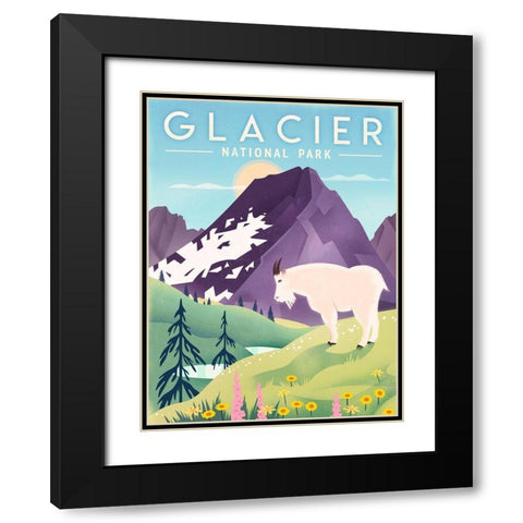 Glacier National Park - Goat Black Modern Wood Framed Art Print with Double Matting by Wickstrom, Martin