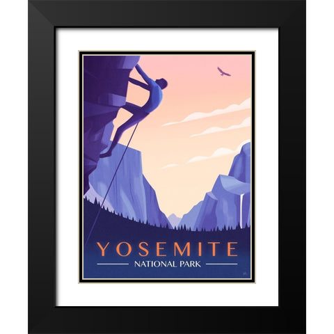 Yosemite National Park - Rock Climber Black Modern Wood Framed Art Print with Double Matting by Wickstrom, Martin