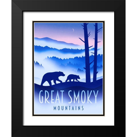 Great Smoky Mountains - Bear Black Modern Wood Framed Art Print with Double Matting by Wickstrom, Martin