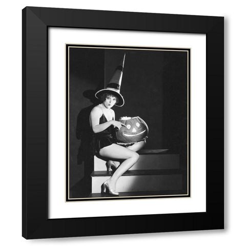 Halloween - Clara Bow Black Modern Wood Framed Art Print with Double Matting by Hollywood Photo Archive