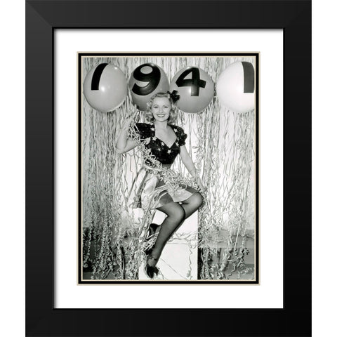 Happy New Year 1941 - Virginia Dale Black Modern Wood Framed Art Print with Double Matting by Hollywood Photo Archive