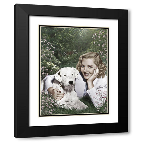 Jean Arthur Black Modern Wood Framed Art Print with Double Matting by Hollywood Photo Archive