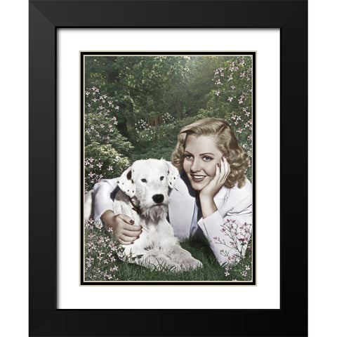 Jean Arthur Black Modern Wood Framed Art Print with Double Matting by Hollywood Photo Archive