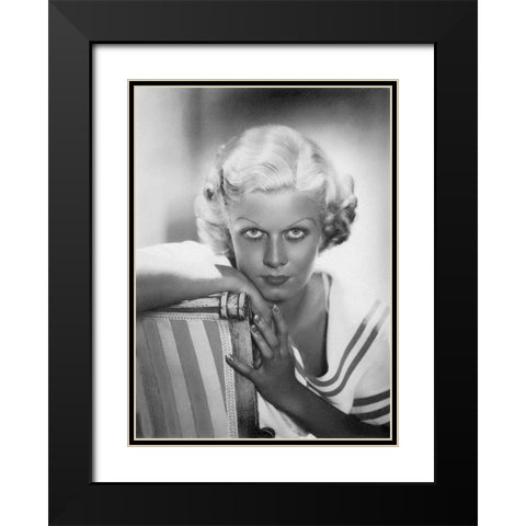 Jean Harlow Black Modern Wood Framed Art Print with Double Matting by Hollywood Photo Archive