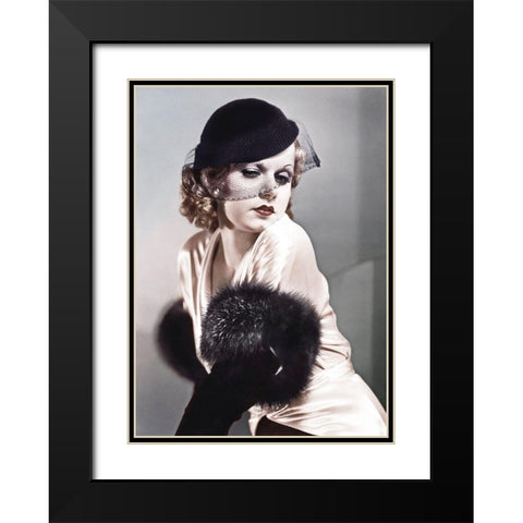 Jean Harlow Black Modern Wood Framed Art Print with Double Matting by Hollywood Photo Archive