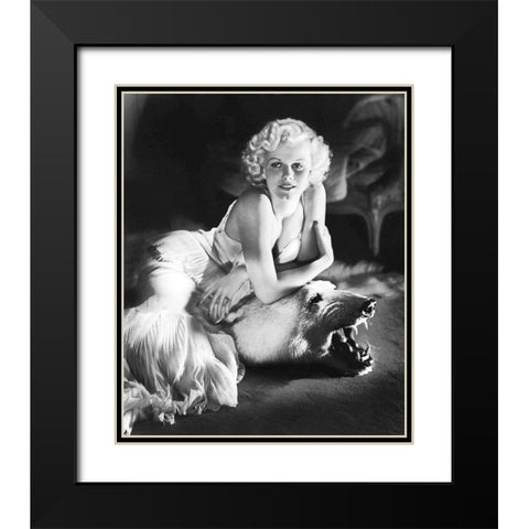 Jean Harlow Black Modern Wood Framed Art Print with Double Matting by Hollywood Photo Archive