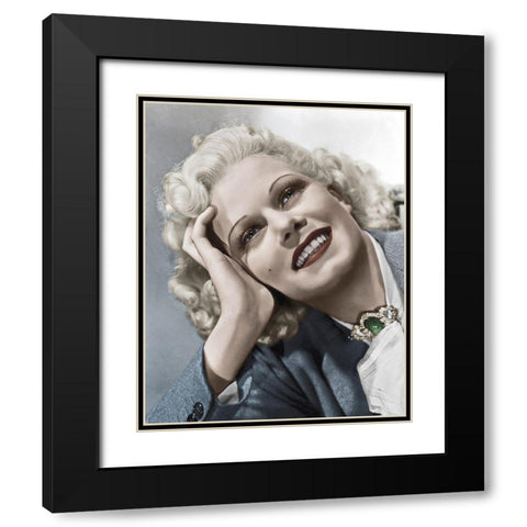 Jean Harlow Black Modern Wood Framed Art Print with Double Matting by Hollywood Photo Archive