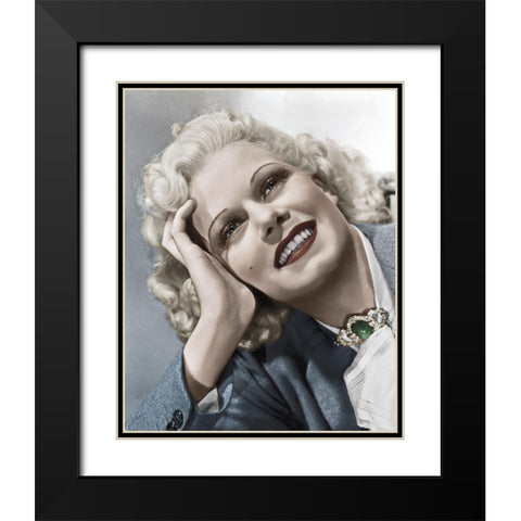 Jean Harlow Black Modern Wood Framed Art Print with Double Matting by Hollywood Photo Archive