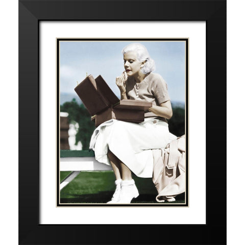Jean Harlow Black Modern Wood Framed Art Print with Double Matting by Hollywood Photo Archive