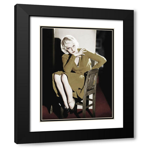 Jean Harlow Black Modern Wood Framed Art Print with Double Matting by Hollywood Photo Archive