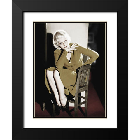 Jean Harlow Black Modern Wood Framed Art Print with Double Matting by Hollywood Photo Archive