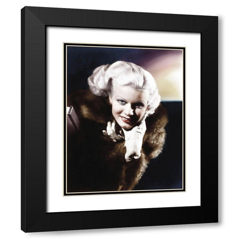Jean Harlow Black Modern Wood Framed Art Print with Double Matting by Hollywood Photo Archive